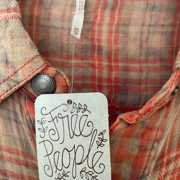 Free People lightweight plaid shirt, XS - Picture 2 of 4